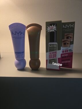 NYX Purple Smushy Matte Lip Balm & Taupe Brow Glue Duo